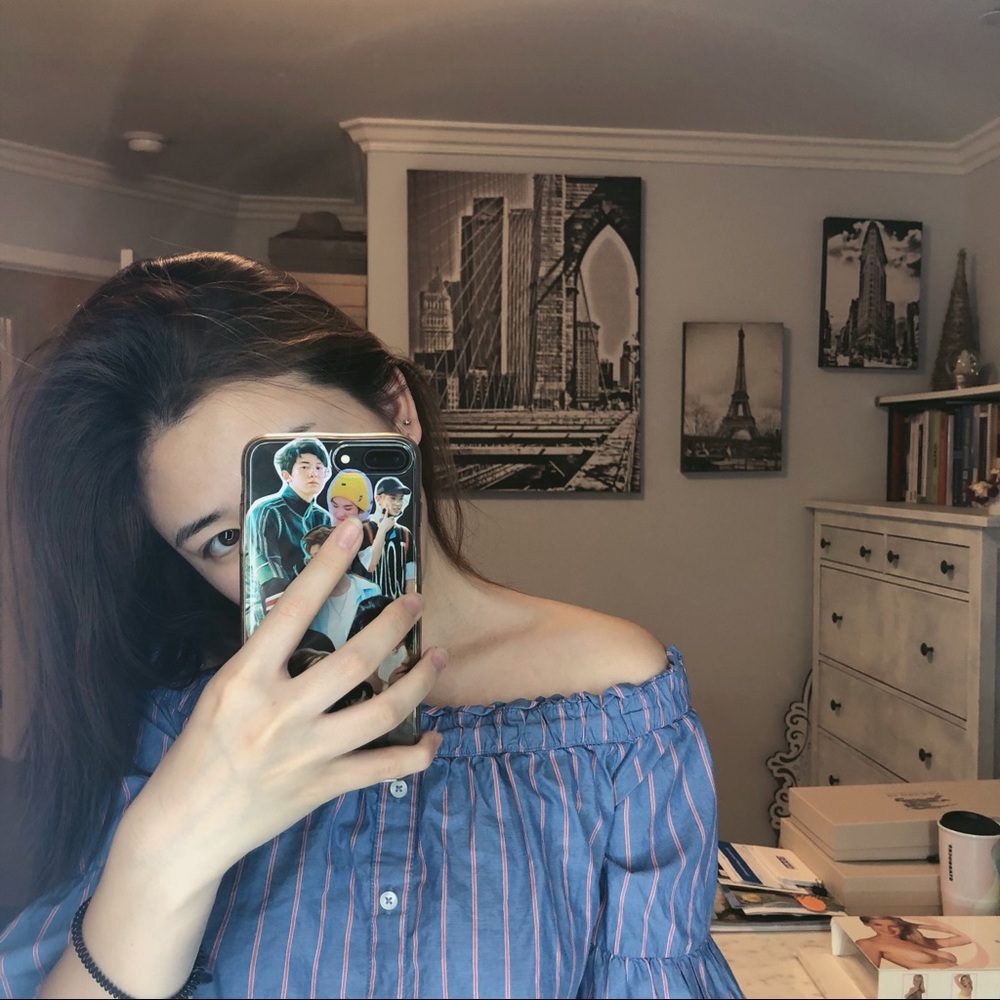 Off the shoulder button down shirt